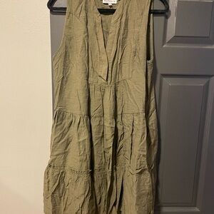 Linden Olive Tiered Midi Dress